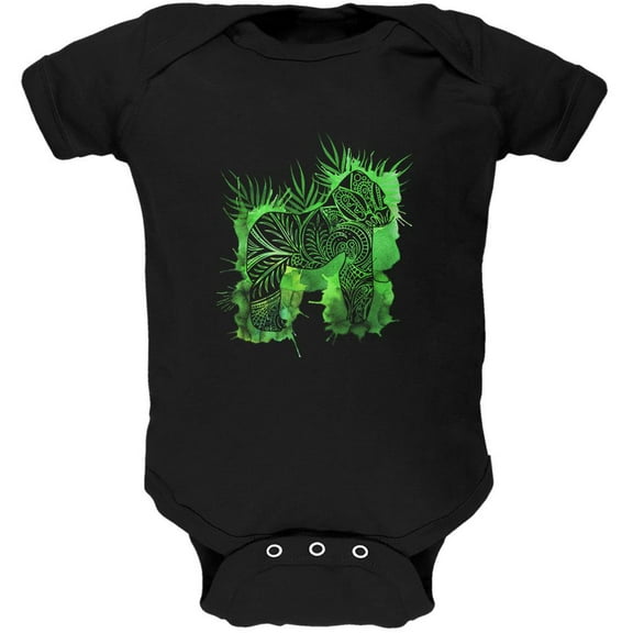 Henna Mountain Gorilla Jungle Splatter Soft Baby One Piece Black 3-6 M