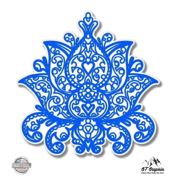 Henna Ornament Blue - 5" Vinyl Sticker - For Car Laptop I-Pad - Waterproof Decal