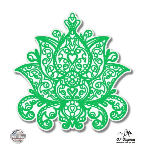 Henna Ornament Green - 12" Vinyl Sticker Waterproof Decal