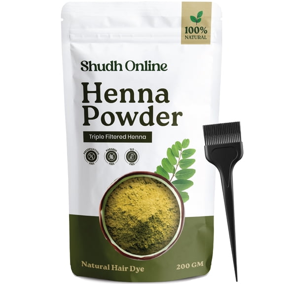 Henna Powder for Hair Color Dye & Skin - Natural Triple Sifted Rajasthani Mehndi Hena (7 oz 200g) Tinte Natural Gena Para el Cabello (Lawsonia Inermis) | Red, Light & Brown hennah