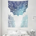 thumbnail image 1 of Henna Tapestry, South Asian Mandala Design with Vibrant Color Ornamental Ethnic Illustration, Wall Hanging for Bedroom Living Room Dorm Decor, 60W X 80L Inches, Dark Blue Pale Blue, by Ambesonne, 1 of 2