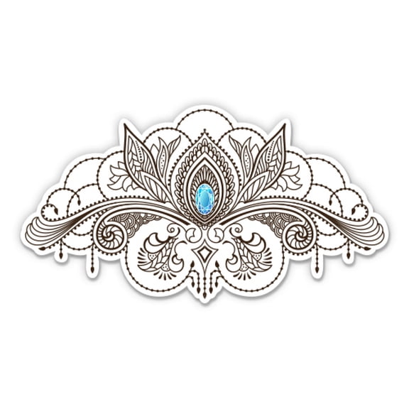 Henna Tattoo Pretty Design - 3" Vinyl Sticker - For Car Laptop Water Bottle Phone - Waterproof Decal