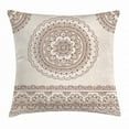 thumbnail image 1 of Henna Throw Pillow Cushion Cover, Floral Tattoo Design Inspirations from Asian Civilizations Doodle Style Soft Colored, Decorative Square Accent Pillow Case, 16 X 16 Inches, Brown Cream, by Ambesonne, 1 of 2