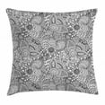 thumbnail image 1 of Henna Throw Pillow Cushion Cover, Monochrome Design Ethnic Cultural Pattern Intricate Mehendi Swirls Asian Leaves, Decorative Square Accent Pillow Case, 18 X 18 Inches, Black White, by Ambesonne, 1 of 2