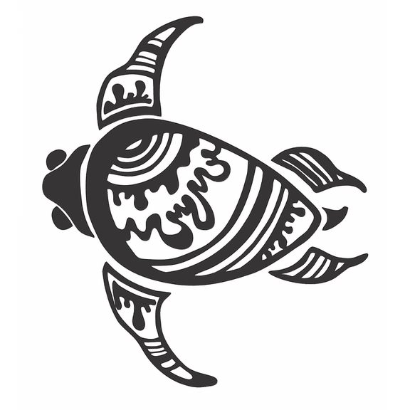 Henna Turtle Decal Sticker | 7.5-Inches By 6.5-Inches | Black Vinyl
