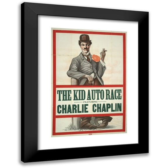 Hennegan & Co. 13x18 Black Modern Framed Museum Art Print Titled - The Kid Auto Race, Featuring Charlie Chaplin (1914)
