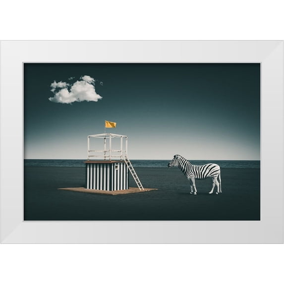 Hennen, Marcus 24x17 White Modern Wood Framed Museum Art Print Titled - Zebra Style