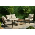thumbnail image 1 of AE Outdoor Hennepin Patio Furniture 4 Piece Conversation Set Steel with Beige Cushions,  Toolless Easy Assembly, 1 of 9