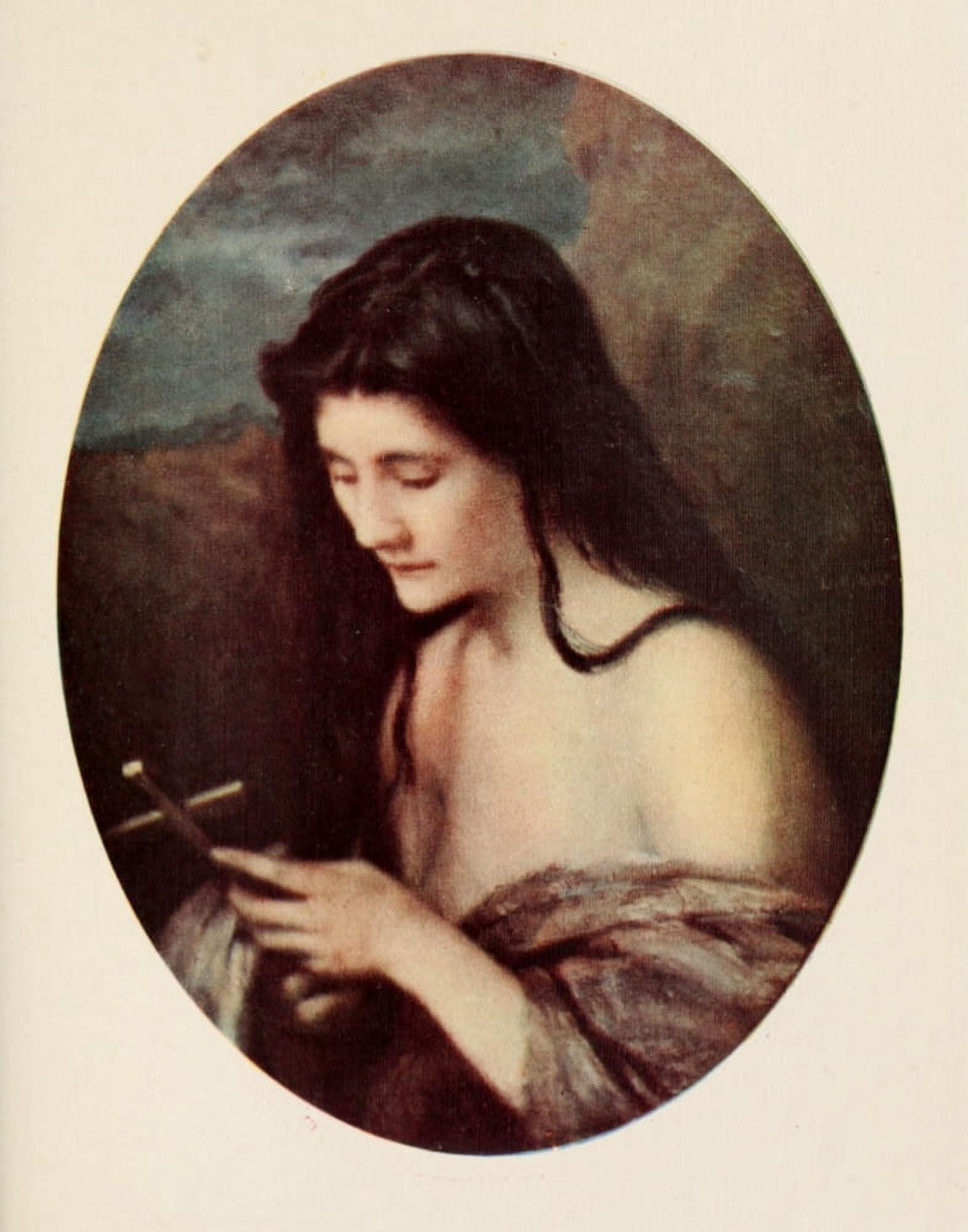 Henner 1913 Magdalen with crucifix Canvas Art - Jean-Jacques Henner (18 x 24)