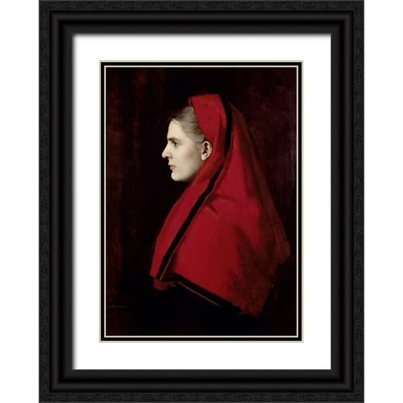 Henner, Jean Jacques 14x18 Black Ornate Wood Framed with Double Matting Museum Art Print Titled - Fabiola