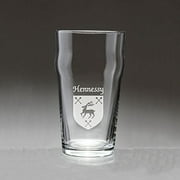 Hennessy Irish Coat of Arms Pub Glasses - Set of 4 Sand Etched