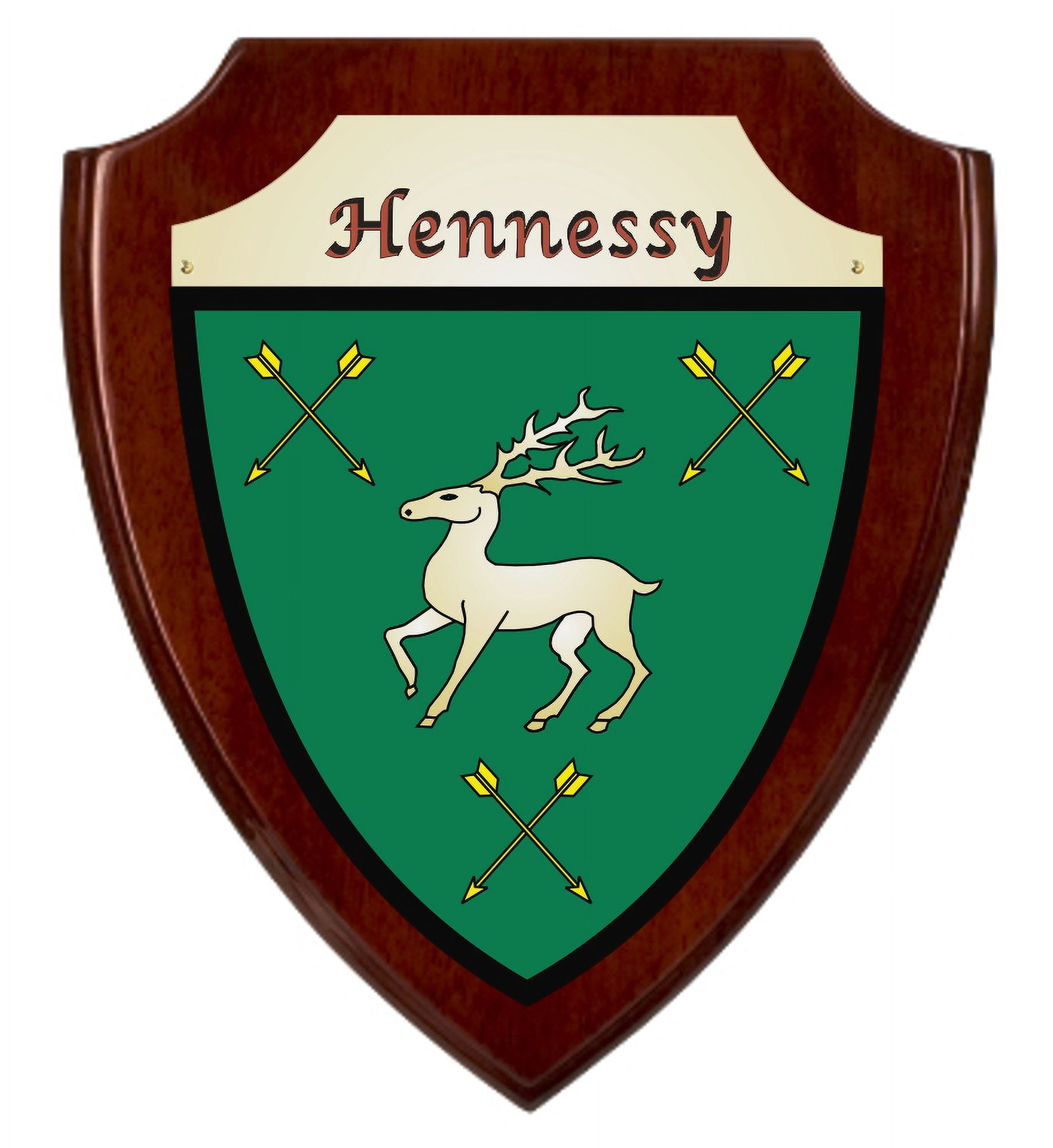 Hennessy Irish Coat of Arms Shield Plaque - Rosewood Finish