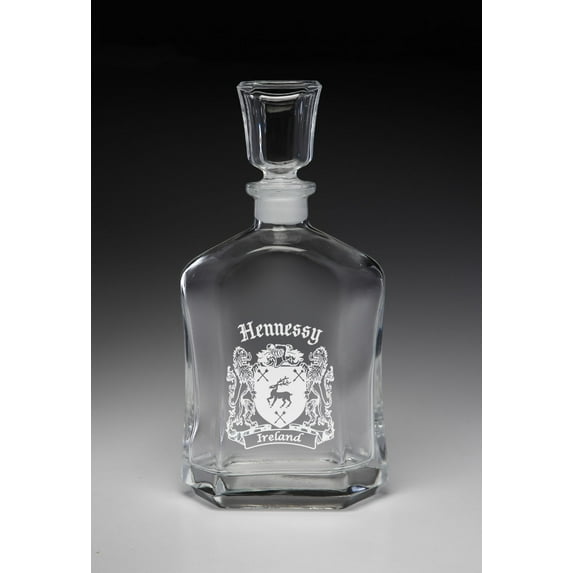 Hennessy Irish Coat of Arms Whiskey Decanter (Sand Etched)