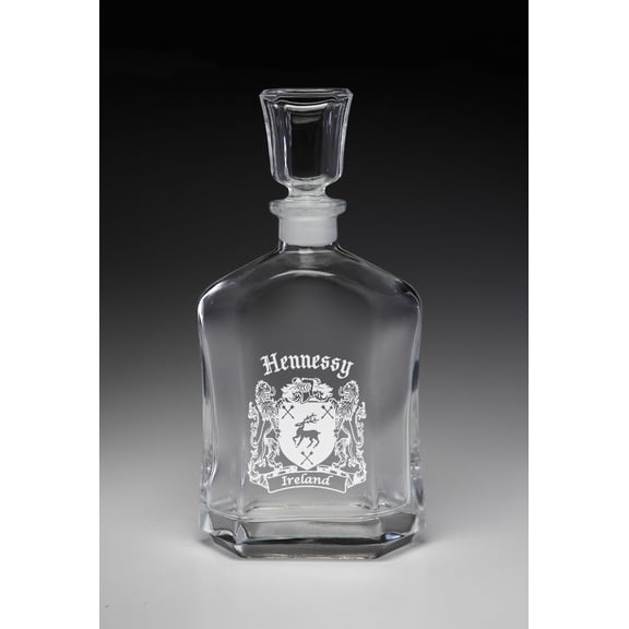 Hennessy Irish Coat of Arms Whiskey Decanter (Sand Etched)