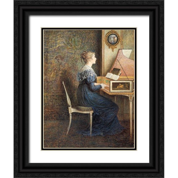 Hennessy, William John 25x32 Black Ornate Wood Framed with Double Matting Museum Art Print Titled - An Old Song