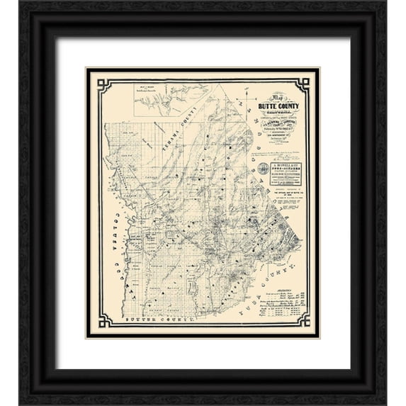 Henning 26x30 Black Ornate Wood Framed with Double Matting Museum Art Print Titled - Butte California Landowner - Henning 1862