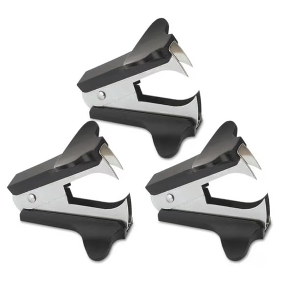 Hennt 3Pcs Jaw-Style Staple Remover, Black (3 Pack, Random Colors) Office Desk Tool