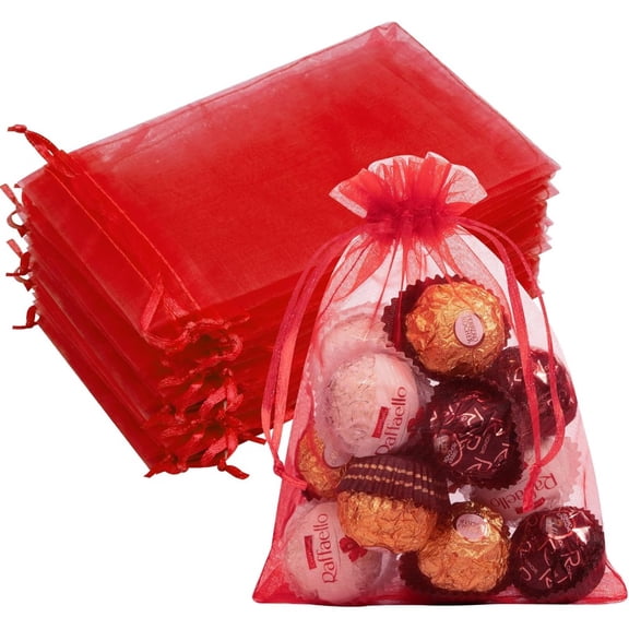 Hennt 50-Piece Organza Gift Bags, 3x4 Inch Drawstring Mesh Pouches for Jewelry, Candy & Party Favors