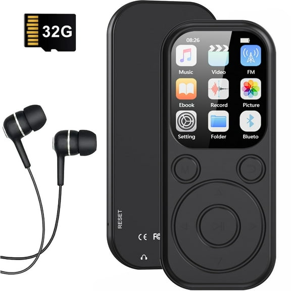 Henotian MP3 Player with Bluetooth 5.3, 32GB HiFi Portable Music Player with 2.01" Screen, Built-in Speaker, Voice Recorder, FM Radio, E-Book Reader