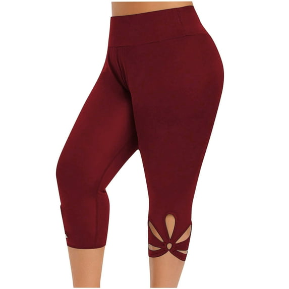 Henpk Capri Pants For Women Capri Leggings For Women Plus Size Summer High Waisted Solid Color Capris Matching Slim Fitting Yoga Gym Pants Red XL