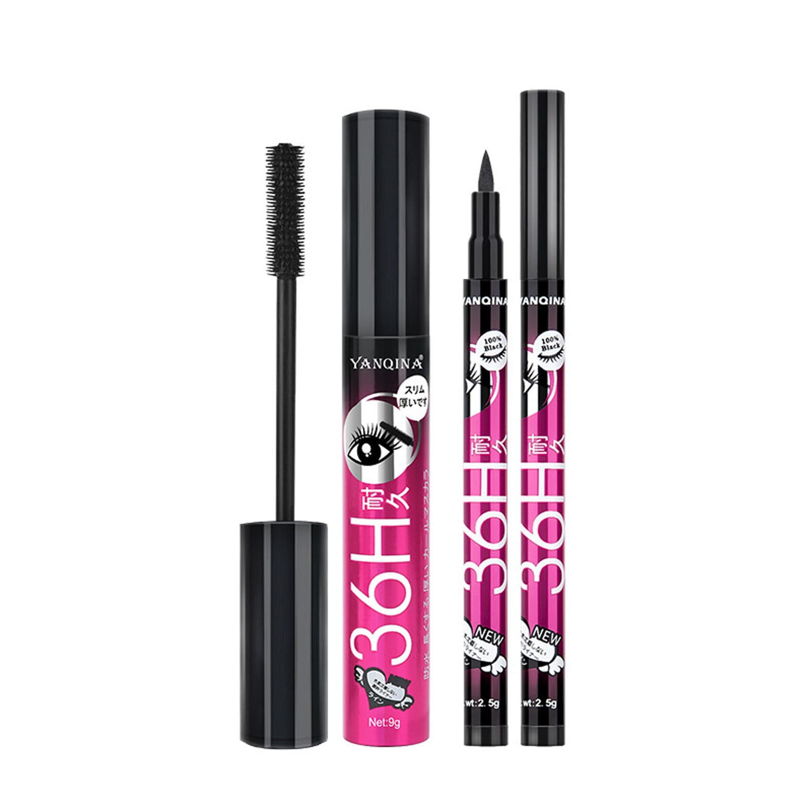Henpk Clearance Under 5 Make Up Mascara Eyeliner Set 4D Silk Fiber