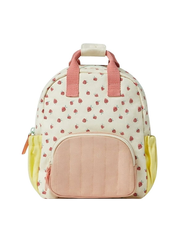 Henpk Deals Clearance Under 5 Children's Bag Baby Strawberry Print Backpack Schoolbag