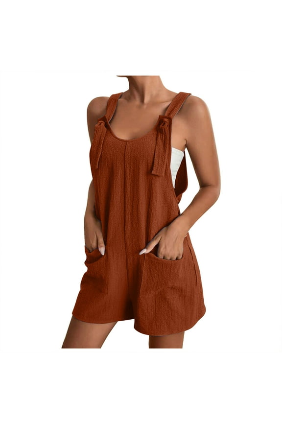 Jumpsuits For Women Dressy Plus Size Clearance Summer Womens Jumpsuits And Rompers Women'S Summer Comfortable Casual Suspender Shorts Solid Color Pocket Jumpsuit Shorts Wine L