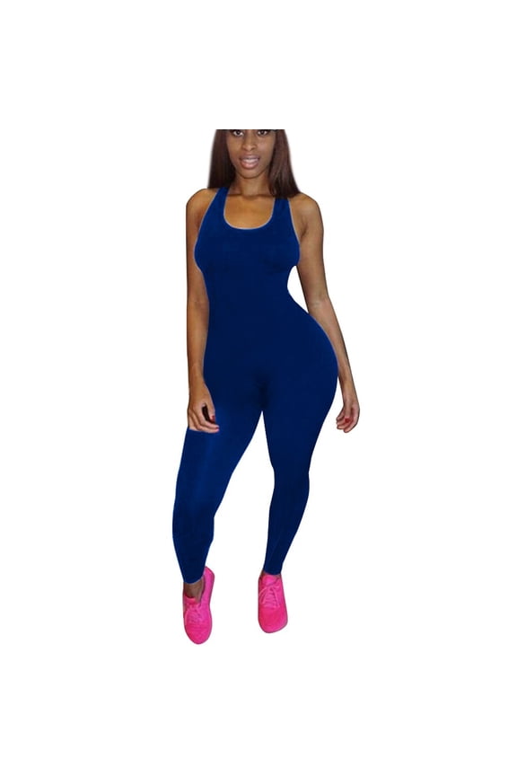 Jumpsuits For Women Dressy Plus Size Clearance Summer Womens Jumpsuits And Rompers Women Casual Sleeveless Romper Jumpsuit Club Bodysuit Long Pants M Blue M