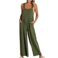 thumbnail image 1 of Henpk Jumpsuits For Women Dressy Plus Size Clearance Summer Womens Jumpsuits And Rompers Womens Fashion Summer Solid Casual Camis Pocket Sleeveless Suspender Jumpsuit Moss green M, 1 of 7