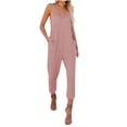 thumbnail image 1 of Henpk Jumpsuits For Women Dressy Plus Size Clearance Summer Womens Jumpsuits And Rompers Womens Fashion Summer Solid Pocket Casual Sleeveless Suspender Jumpsuit Pink M, 1 of 9