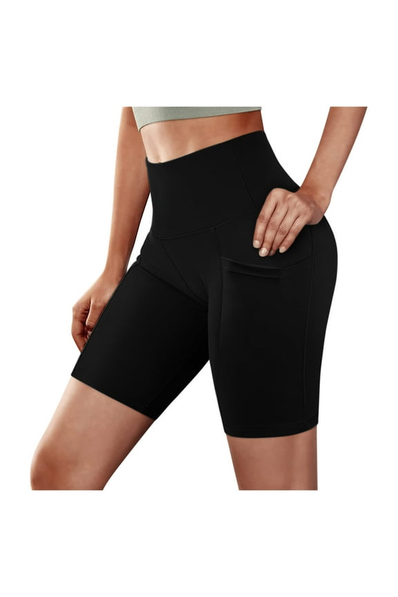 Leggings For Women With Pockets Workout Tummy Control Plus Size Basic Slip Bike Shorts Compression Workout Leggings Yoga Shorts Pants Black XL