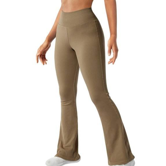 Henpk Leggings Yoga Plus Size Deals Clearance Under 10 Fashion Womens Stretch Yoga Leggings Fitness Running Gym Sports Full Length Active Pants Beige L