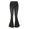 thumbnail image 1 of Henpk New Arrivals 2024 Now Trending 2024 Jeans For Women High Rise Leggings For Women Plus Size Clearance Color Metal Button Gradient Washed Trousers Black M, 1 of 4