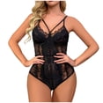thumbnail image 1 of Henpk New Arrivals 2024 Now Trending 2024 Sexy Lingerie For Women Naughty For Sex Lingerie Plus Size Clearance Ladies Fashion Sexy Lingerie Color Mesh Hollow Sexy Lacing Strap Jumpsuit Black XL, 1 of 4