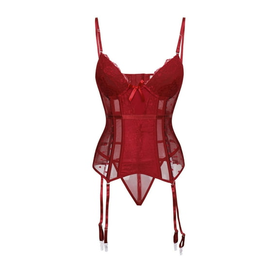 Henpk New Arrivals 2024 Now Trending 2024 Sexy Lingerie For Women Naughty For Sex Lingerie Plus Size Clearance Womens Floral Overbust Corset Bustier Lingerie Top Gothic Shapewear Sexy Underwear Red M
