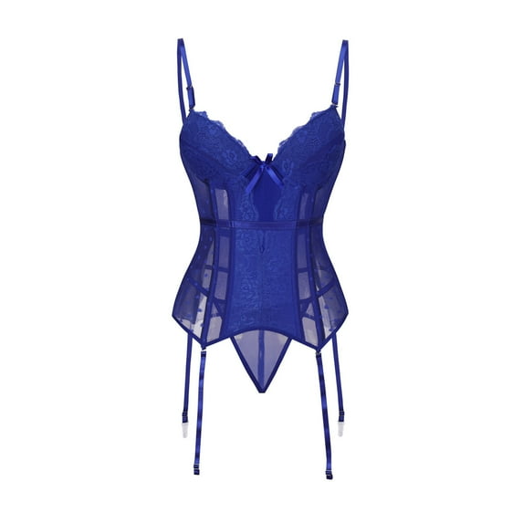 Henpk New Arrivals 2024 Now Trending 2024 Sexy Lingerie For Women Naughty For Sex Lingerie Plus Size Clearance Womens Floral Overbust Corset Bustier Lingerie Top Gothic Shapewear Sexy Underwe Blue XL