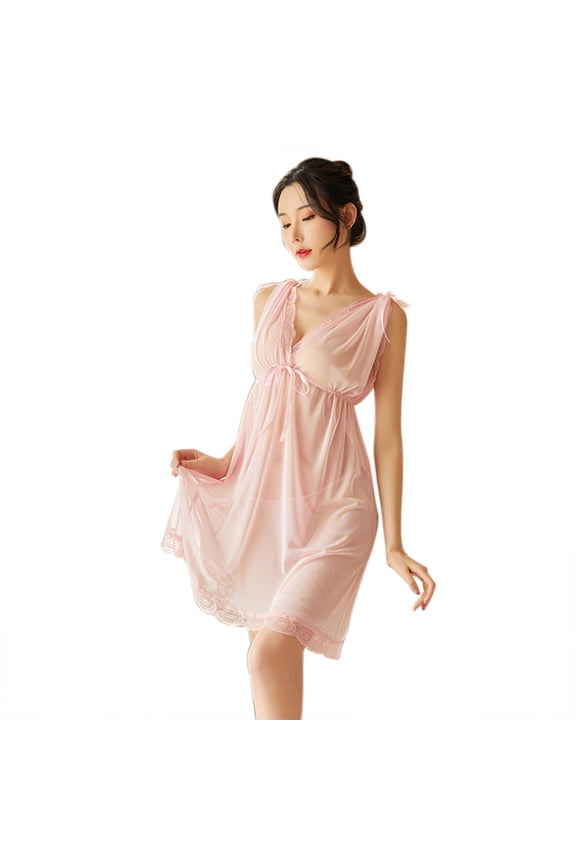 New Arrivals 2024 Now Trending 2024 Sexy Lingerie For Women Naughty For Sex Lingerie Plus Size Clearance Womens Lace Sexy Pajamas Transparent Small Chest Temptation Strap V-Neck Large S Pink XL