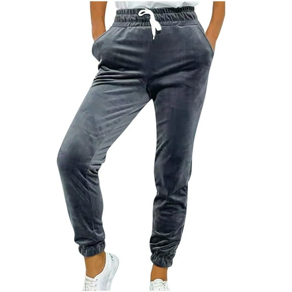 Henpk New Arrivals 2024 Now Trending 2024 Yoga Pants For Women Leggings For Women Tummy Control Workout Leggings Elasticated Lace-Up Tight Velvet Breathable Casual Sports Pants Gray L