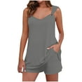thumbnail image 1 of Henpk New Arrivals 2024 Now Trending 2024 Yoga Pants For Women Leggings For Women Tummy Control Workout Leggings V-Neck Sleeveless Camisole Top Pocket Pants Set Gray L, 1 of 7