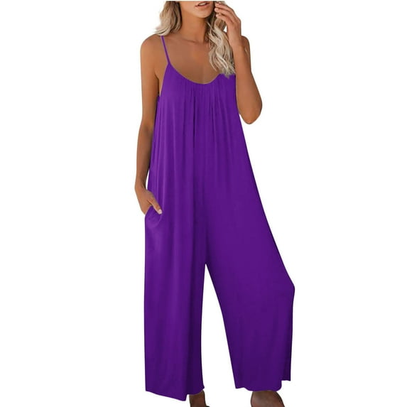 Henpk New Arrivals 2024 Now Trending 2024 Yoga Pants For Women Leggings For Women Plus Size Clearance Fashion Solid Pockets Loose Long Pants Casual Summer Jumpsuit Purple Xl