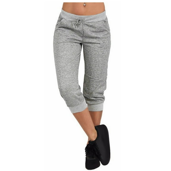 Henpk New Arrivals 2024 Now Trending 2024 Yoga Pants For Women Leggings For Women Tummy Control Workout Leggings Yoga Drawcord Fashion Capris Casual Cropped Leg Pants Gray L