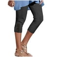 thumbnail image 1 of Henpk New Arrivals 2024 Now Trending 2024 Yoga Pants For Women Leggings For Women Tummy Control Workout Leggings Solid Color Pocket Drawstring Capris Casual Capris Capris Capris Black L, 1 of 6