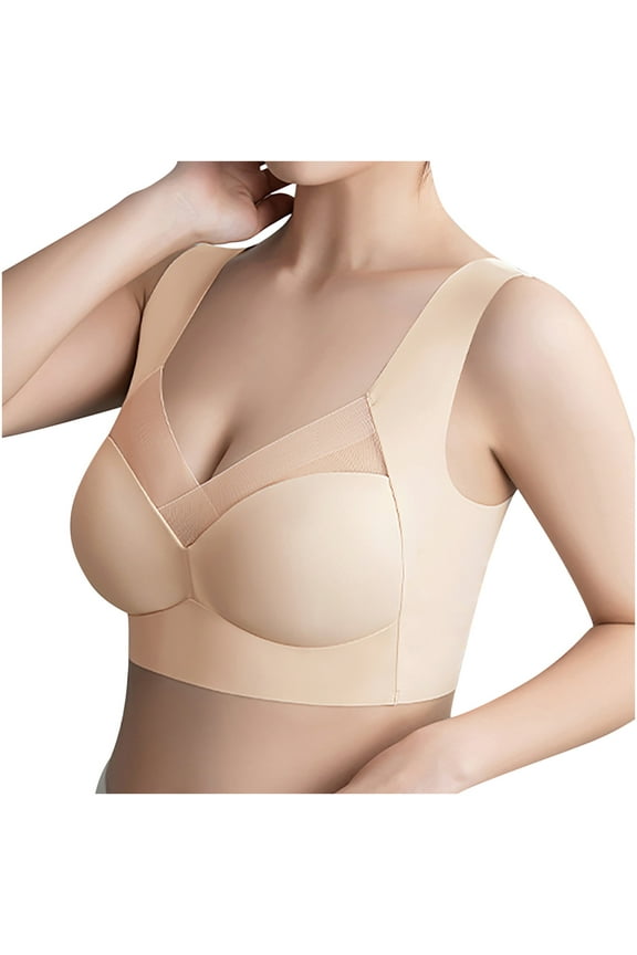 Posture Corrector Lift Up Bra Women Shockproof Sports Support Fitness Vest Bras Breathable Underwear Cross Back Corset Bra Sports Bras Medium Support Yoga Bra Beige XL
