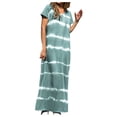 thumbnail image 1 of Henpk Summer Dresses for Women Striped T Shirt Dress Casual Midi Dress Short Sleeve Sundress with Pockets Casual Loose All-Match Stripe Print Fashion Long Dress Green XXL, 1 of 5