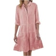 thumbnail image 1 of Henpk Summer Dresses for Women Striped T Shirt Dress Casual Midi Dress Short Sleeve Sundress with Pockets Fashion Dresses Casual Long Sleeve Stripe Print Lapel Shirt Dress Red XXL, 1 of 6