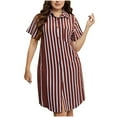 thumbnail image 1 of Henpk Summer Dresses for Women Striped T Shirt Dress Casual Midi Dress Short Sleeve Sundress with Pockets Fashion Striped V-Neck Short Sleeve Dress Skirt Red XXL, 1 of 5