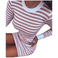 thumbnail image 1 of Henpk Summer Dresses for Women Striped T Shirt Dress Casual Midi Dress Short Sleeve Sundress with Pockets Sexy Fall Soft Badycon Long Sleeve Formal Stripe Splicing Printing Fall Maxi Dresses Pink XXL, 1 of 7