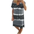 thumbnail image 1 of Henpk Summer Dresses for Women Striped T Shirt Dress Casual Midi Dress Short Sleeve Sundress with Pockets Summer Comfort Fashion Printing Short Sleeve V-Neck Dress Gray XXXL, 1 of 5