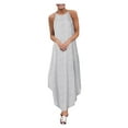 thumbnail image 1 of Henpk Summer Dresses for Women Striped T Shirt Dress Casual Midi Dress Short Sleeve Sundress with Pockets Summer Striped Asymmetric Sundress Strap Long Bohemian Dress White XXXL, 1 of 5