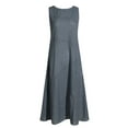 thumbnail image 1 of Henpk Summer Dresses for Women Striped T Shirt Dress Casual Midi Dress Short Sleeve Sundress with Pockets Summer Fashion Striped V-Neck Striped Waist Sexy Sling Dress Blue XXL, 1 of 8